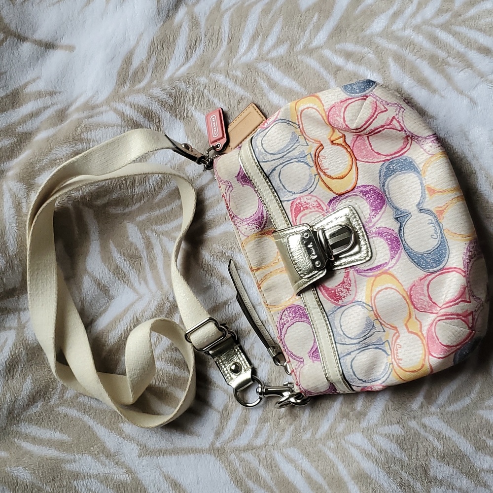 NWOT Colorful Coach Crossbody w/silver hardware